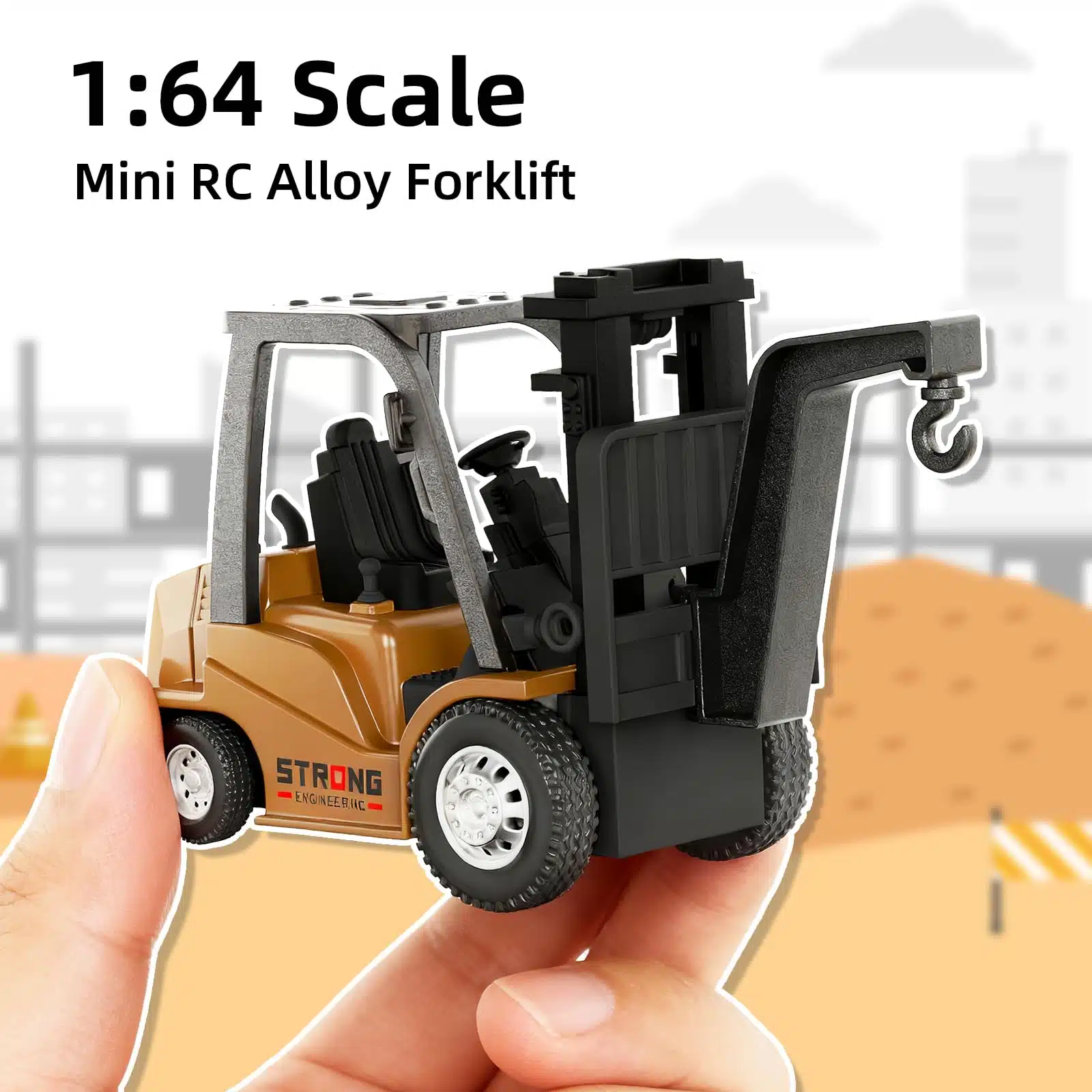 2 in 1 Transformable Lift Fork & Hook Mini RC Construction Vehicles Rechargeable 1/64 Mini Rc Forklift Truck - Image 11