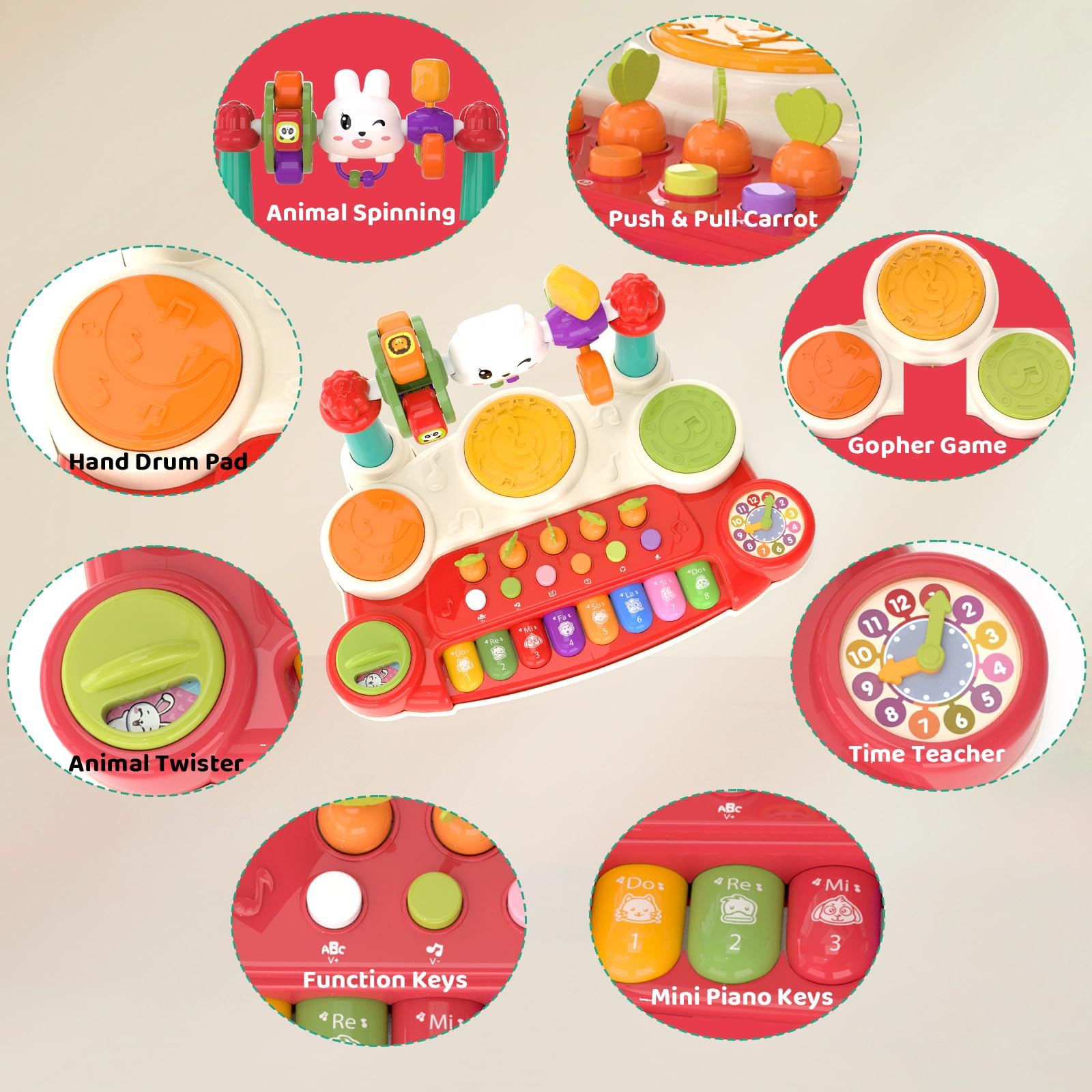 Musical Rabbit Piano Toy Early Education Instrument Plastic Animal Sound Electronic Piano Toy - Image 7