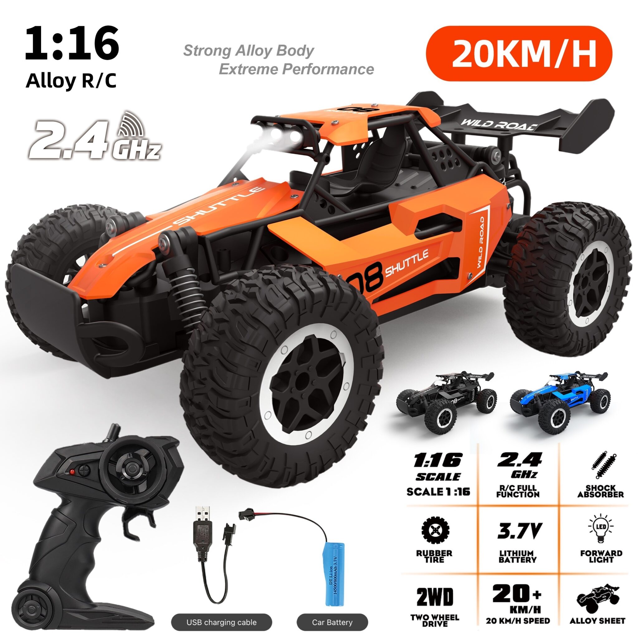 1:16 Cheap High-Speed Buggy Racing 2.4G Alloy 5CH Remote Control Off-road Toy Car - Image 21