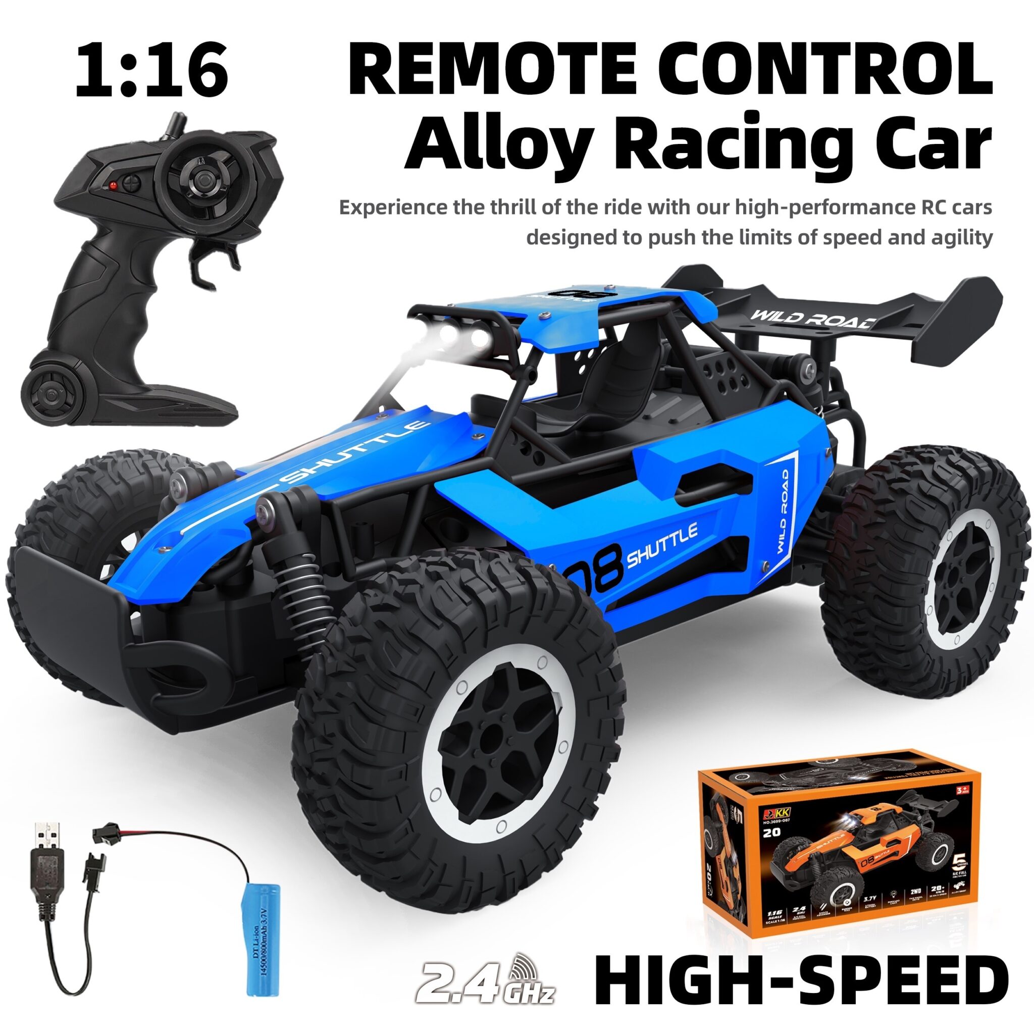 1:16 Cheap High-Speed Buggy Racing 2.4G Alloy 5CH Remote Control Off-road Toy Car - Image 15