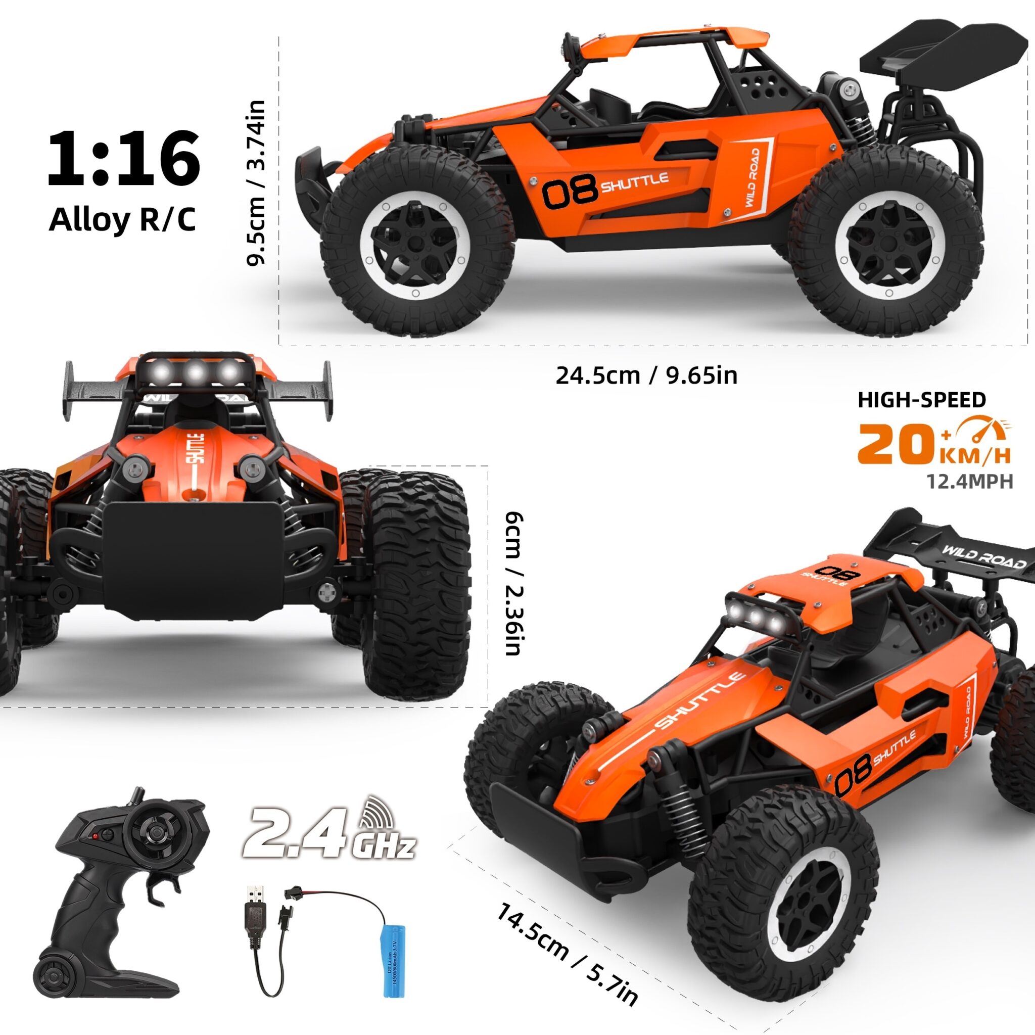 1:16 Cheap High-Speed Buggy Racing 2.4G Alloy 5CH Remote Control Off-road Toy Car - Image 12